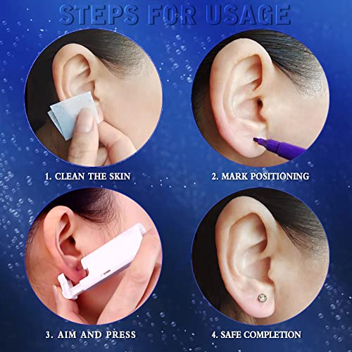 2Pcs Ear Piercing Kit Automatic and Painless Ear Nail Gun Disposable Aseptic Household Ear Piercing Gun Portable Ear Piercing Gun Group Ear Piercing Tools With Built-in 4mm Hypoallergenic Ear Studs