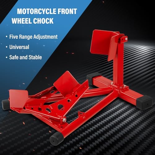 SUNROAD Motorcycle Front Wheel Chock for Garage Parking,Red