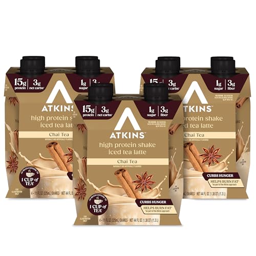 Atkins Café au Lait Iced Coffee Flavored High Protein Shake, Low Sugar and Low Carb, Keto Friendly, Ready to Drink Protein Drink, Gluten Free