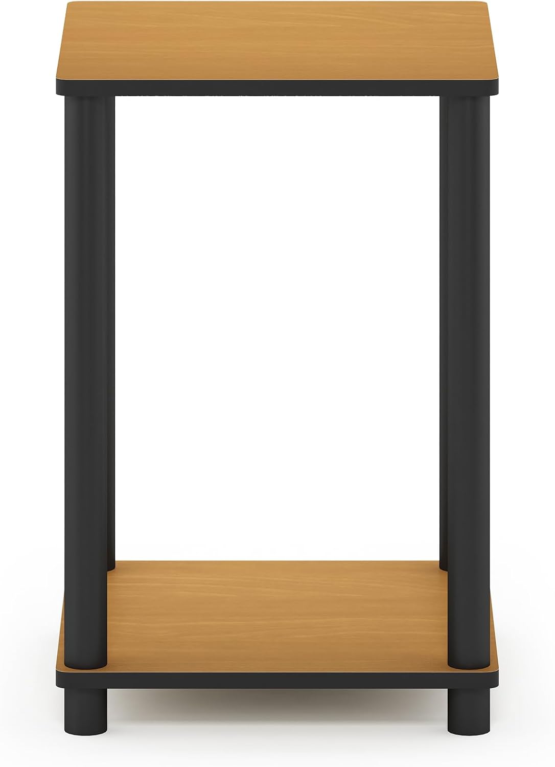 Furinno Turn-N-Tube End Table Corner Shelves, Set of 2, Dark Cherry/Black | Stackable Modern End Table with Open Shelf, Night Stand, Bedside Table, for Living Room, Bedroom