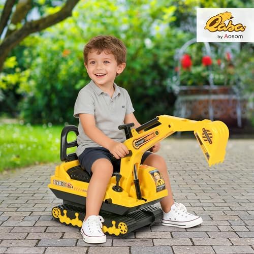 Qaba No Power Ride On Excavator for Boys Girls 18-48 Months Yellow Black