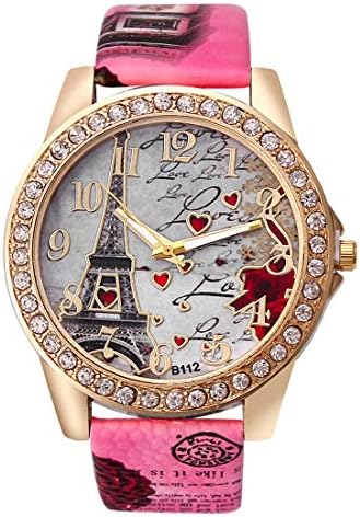 Wholesale PU Leather Strap Watch Mother Day Gift Bling Rhinestone Accented Eiffel Tower Ladies Women Watches