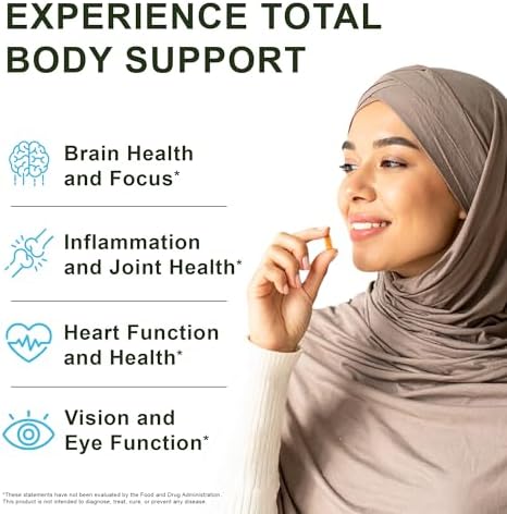 Noor Vitamins Halal Fish Oil, Halal Vitamins, Ultra Omega 3 Wild Peruvian Fish (800 mg EPA & 400 mg DHA) Heart, Brain & Joint Support