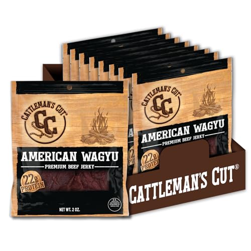 Cattleman's Cut Original Beef Jerky, Premium Marinated Steak High Protein Meat Snacks, Keto Friendly, Gluten Free, Carnivore Travel Snack, Resealable Bag, 10 Ounces
