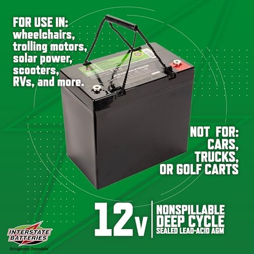 Interstate Batteries 12V 35Ah SLA AGM Deep Cycle Battery Insert Terminal