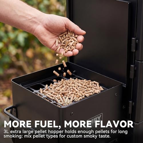 Electric Pellet Smoker with Rainproof Cover & Meat Probe, Vertical Pellet Smoker Grill with LED Display Temperature Control, 616 Sq.in