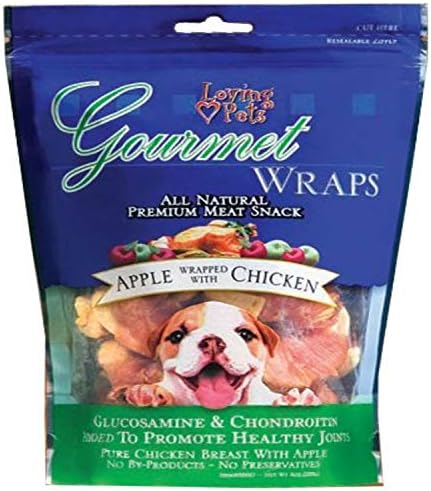 Loving Pets Gourmet All Natural Premium Sweet Potato and Chicken Wraps with Glucosamine and Chondroitin, Dog Treats, 8oz