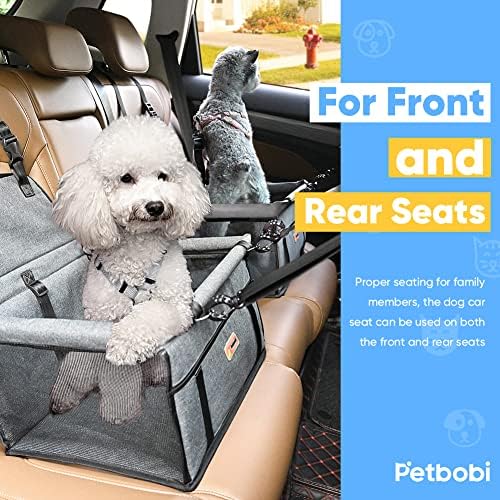 Petbobi Dog Car Seat for Small Dogs and Cats up to 15 lbs, Portable Booster | Pink, Water-resistant Oxford fabric, PVC Tubes, Folds Flat, Clip-on Leash Keeps Pups Secure and Drivers Focused