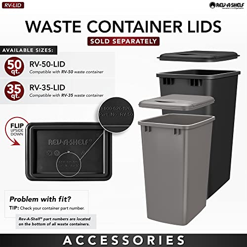 Rev-A-Shelf Pull Out Trash Can for Kitchen Cabinets 35 Qt 8.75 Gal Bottom Mounted, Undermount Soft-Close Slides, Silver, 4WCSC-1835DMND-2