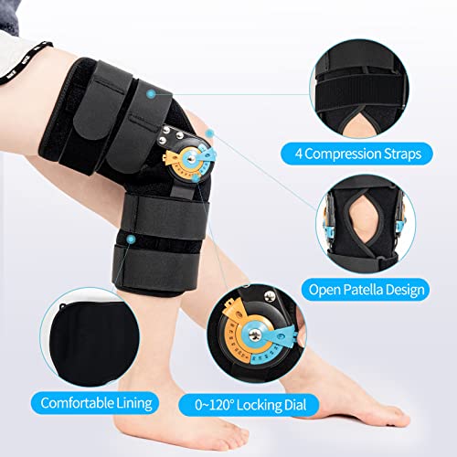 Hinged ROM Knee Braces Adjustable Knee Immobilizer Support for Knee Pain ACL MCL PCL Arthritis Meniscus Tear Post OP Recovery for Men and Women Side