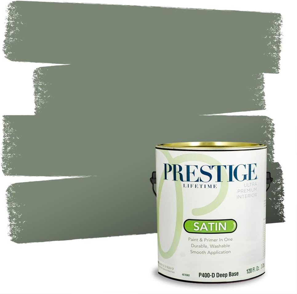 PRESTIGE Paints Exterior Paint and Primer In One, 1-Gallon, Flat, Comparable Match of Sherwin Williams* Coastal Plain*