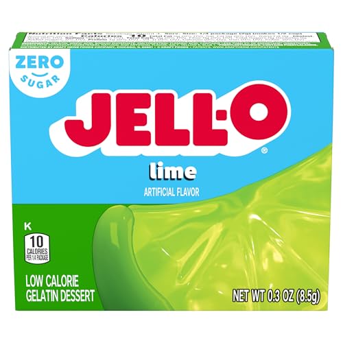 Jell-O Lime Artificially Flavored Zero Sugar Low Calorie Gelatin Dessert Mix, 0.3 oz Box (4 Pack)