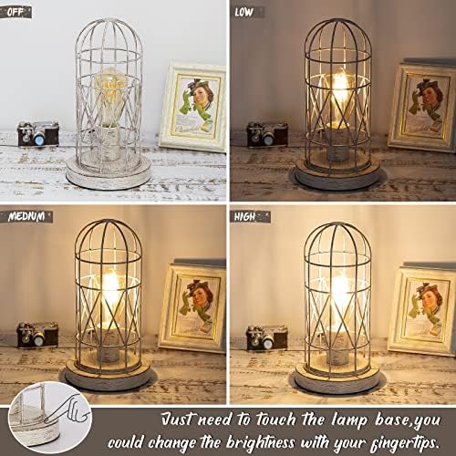 Touch Control Table Lamp, 3 Way Dimmable Lamp, Industrial Bedside Lamp