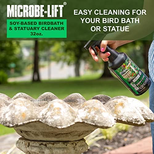 Microbe-Lift Soy-Based Birdbath & Statuary Cleaner – 32 Oz – Safe for Birds – Cleans Garden Statues, Stone, Brick & Sculptures – Natural