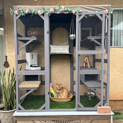 Aivituvin Extra Large Window Catio 5-Level Outdoor Cat Enclosure with Cover