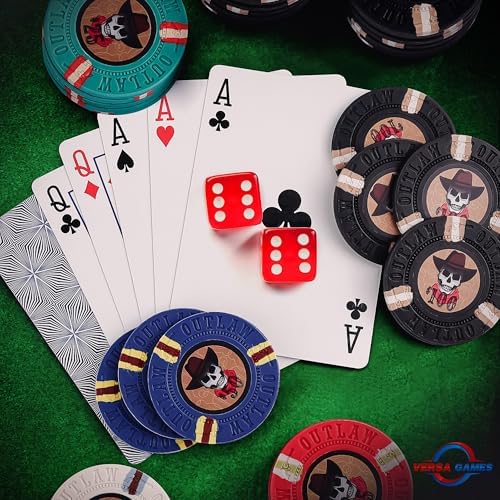 Versa Games 500 Poker Chips, Poker Chip Set - Outlaw, 500 Piece Poker Set with Numbers for Poker