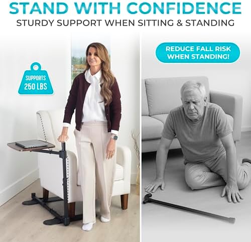 Stander Wonder Tray Plus, Adjustable Recliner Swivel TV Tray with Standing Handle for Seniors & Elderly Adults