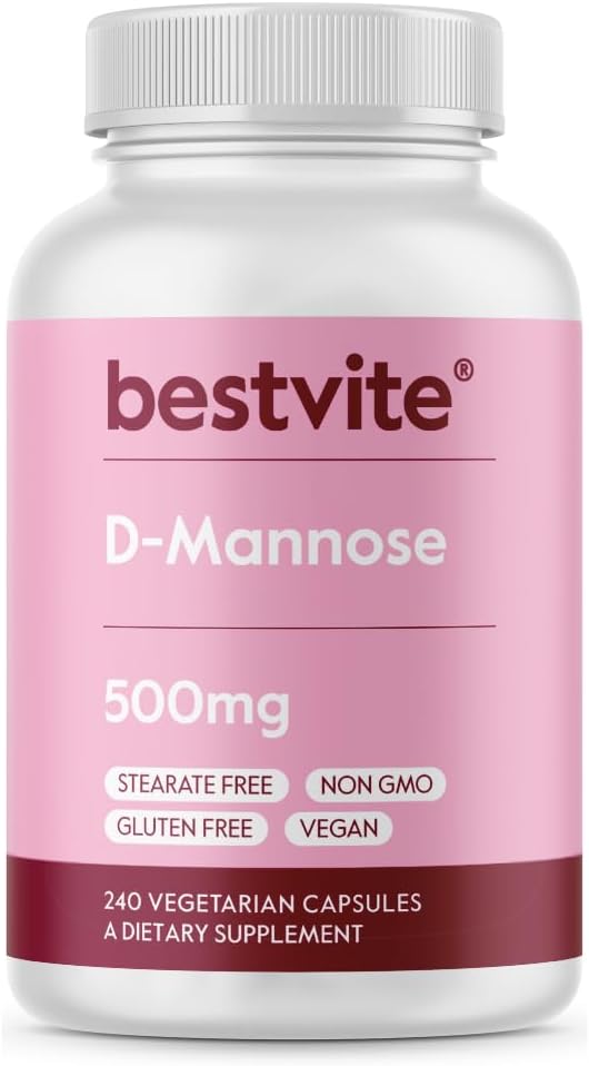 BESTVITE D-Mannose 500mg (240 Veg Caps) - Corn Free - No Fillers - Vegan
