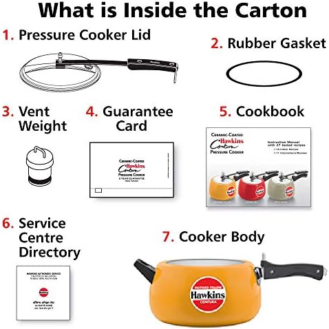 Hawkins 5 Litre Contura Pressure Cooker, Ceramic Coated Handi Inner Lid Cooker, Tomato Red (CTR50)