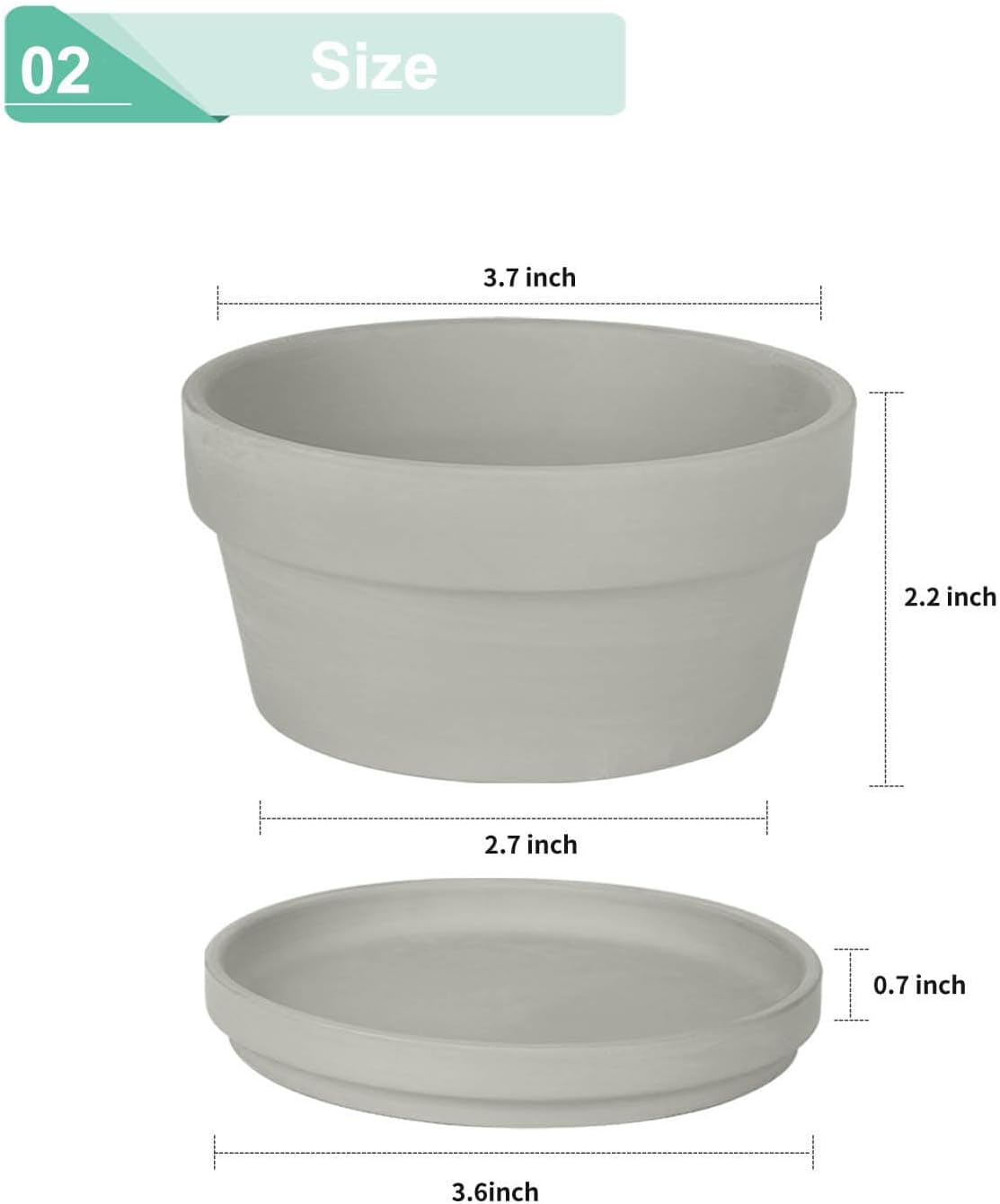 vensovo 3.7 Inch Terracotta Shallow Succulent Pots with Saucers, 6 Pack