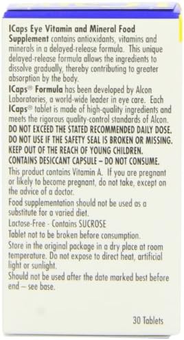I-Caps Lutein and Zeaxanthin Dietary Supplement for Healthy Eyes 30 Tablets