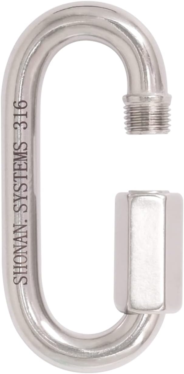 SHONAN Heavy Duty Marine Chain Quick Links, Stainless Steel Chain Connectors, Corrosion Resistant Locking Carabiners