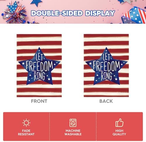 AVOIN colorlife Let Freedom Ring Patriotic 4th of July Garden Flag 12x18"