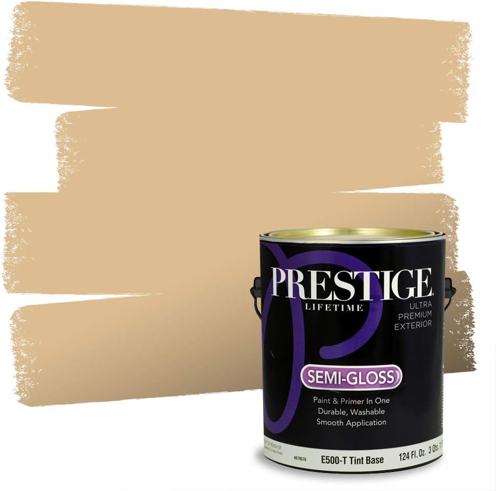 PRESTIGE Paints Exterior Paint and Primer In One, 1-Gallon, Satin, Comparable Match of Sherwin Williams* Relaxed Khaki*
