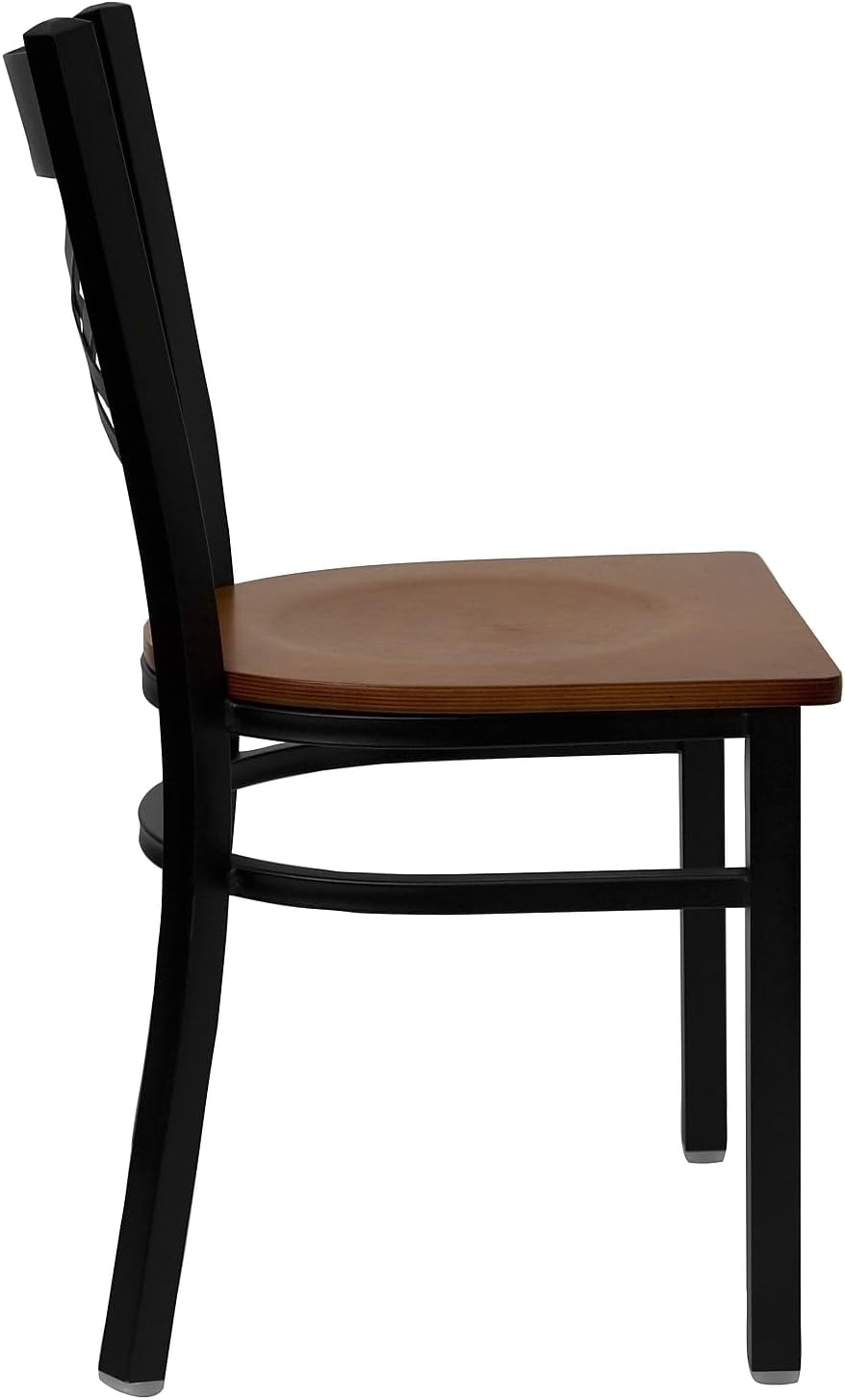 Flash Furniture Hercules Series "X" Back Metal Restaurant Chairs, Modern Upholstered Armless Dining Chairs for Restaurants/Kitchens, Set of 2, Black