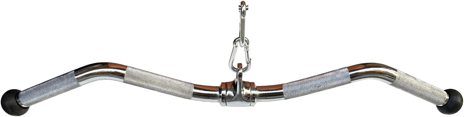 Revolving Lat Pulldown Bar for Cable Machine, Straight Bar with Rubber Grip - Tricep Press Down, Curl & Back Exercise Attachment for Home Gym