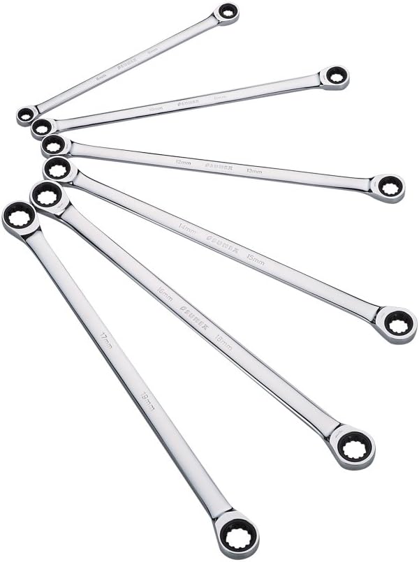 Sunex 9924M Metric Extra Long Double Box Ratcheting Wrench Set, 6-Piece
