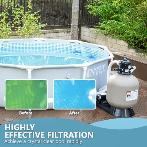 XtremepowerUS 13" Sand Filter Pump System for Above Ground Swimming Pool Self-Priming Pool Pump Multi-Port Valve, Strainer Basket 2, 400 GPH, Up to 10