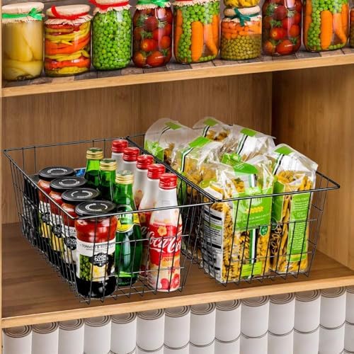 SANNO 15.7" Freezer Baskets Wire Storage Baskets Bin Organizer Food, Kitchen, Basket Organizers Bins for Home, Bathroom, Closet Organization, white