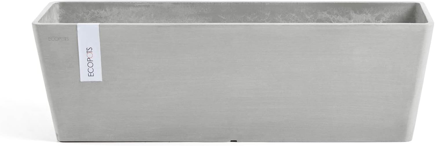 Ecopots Bruges Rectangular Flower Planter, Grey, 21.5" | Modern Style, Durable Recycled-Based Composite Construction, Weather and UV-Resistant, for Indoor/Outdoor Use