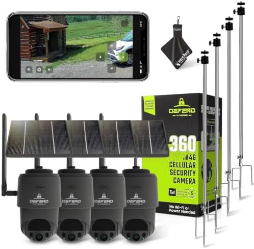 TACTACAM – Defend 360 Cellular Security Camera, 4K Photos, 1080p Video, Solar + Rechargeable Battery, 360° Pan/Tilt/Zoom, LTE Cellular