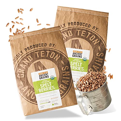 Grand Teton Ancient Grains - 100% Organic Spelt Berries, Whole Unmilled Spelt Berries, US-Grown Farro Organic Grain, Nutritious Baking Staple