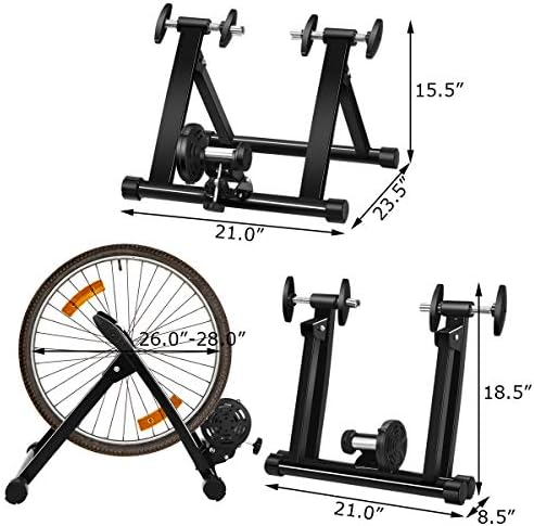 Goplus Bike Trainers for Indoor Riding, Folding Stationary Bike Stand with Magnetic Flywheel for Bicycle Cycling Training