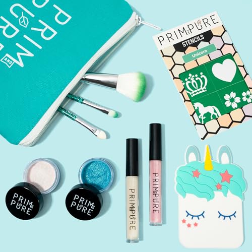 Prim and Pure Mineral Gift Set with Unicorn Mirror| Perfect for Play Dates & Birthday Parties | Kids Eyeshadow Makeup – Mineral | Organic &