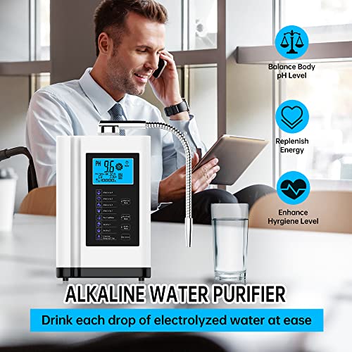 Water Ionizer, Water Purifier Machine PH 3.5-10.5 Alkaline Acid Water Machine, Up to -500mV ORP, 8000 Liters Per Filter, 7 Water Settings