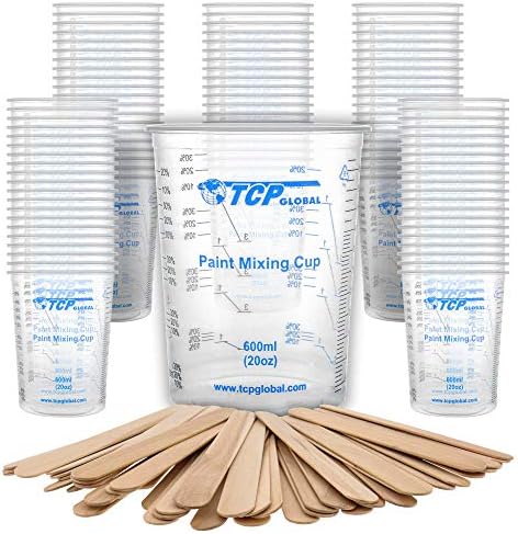 TCP Global 20 oz. (600ml) Graduated Plastic Mixing Cups - Box of 50