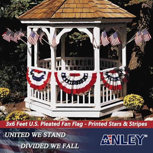Anley US National Pleated Fan Flag, 3x6 Feet American Bunting Flags Patriotic Stars & Stripes - Sharp Color and Fade Resistant - Canvas Header and Brass Grommets - United States 3 x 6 Feet Half Fan Banner