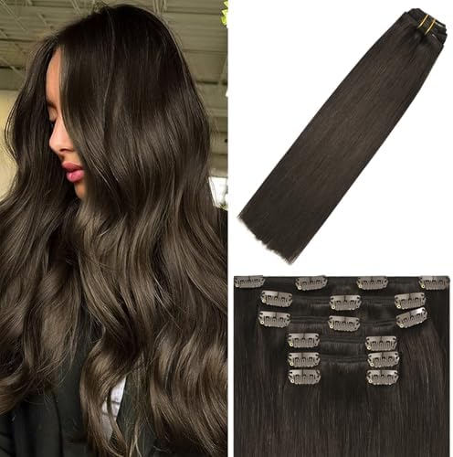 WindTouch Clip In Hair Extensions Human Hair Mixed Bleach Blonde 18Inch 75g Hair Extensions for Women Remy Blonde Extensions Clip in #18p613 7PCS