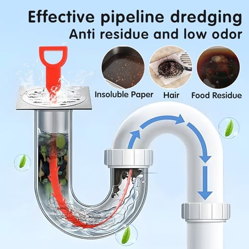 25ft Drain Auger Heavy Duty, Professional Plumbing Snake with Drill Adapter, Manual & Powered Clog Remover for Kitchen, Bathroom, Shower Sink & Bathtub, Flexible Pipe Snake Cleaner with Gloves