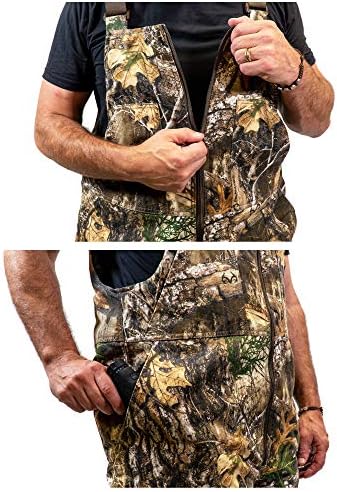 HOT SHOT Men’s Insulated Camo Bib, Ultra-Quiet Adjustable Overalls, Cold Weather Hunting Coveralls for Men