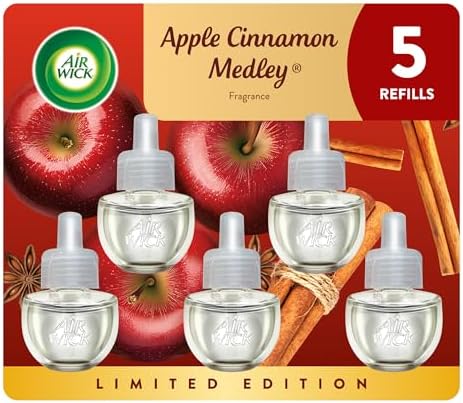 Air Wick Plug in Scented Oil Refill, Apple Cinnamon Medley, 5ct, Air Freshener, Essential Oils