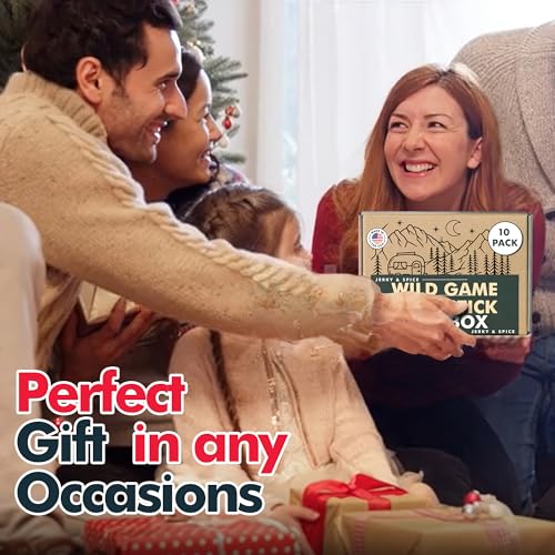 Jerky-n-Spice Wild Game Exotic Meat Sticks (10-Pack) | Ultimate Beef Jerky | Savory Snacks Variety Pack for Adults | Perfect Gifts for Anniversary, Camping, Hunting & Birthday Events
