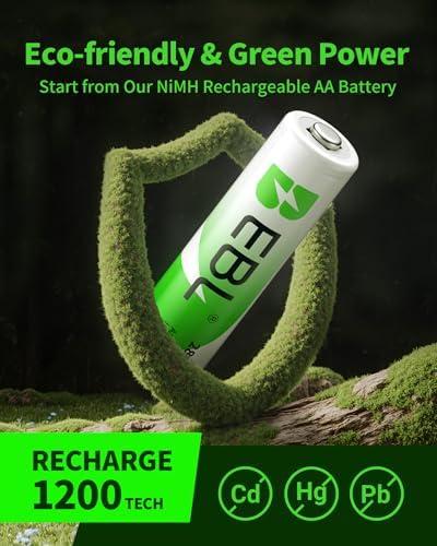 EBL AA Rechargeable Batteries 2800mAh Ready2Charge Quality AA Batteries - 16 Counts