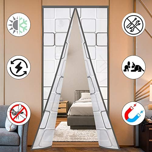 Insulated Door Curtain, Thermal Magnetic Self-Sealing EVA Door Screen Winter Stop Draft Keep Cold Out Door Cover for Kitchen, Bedroom