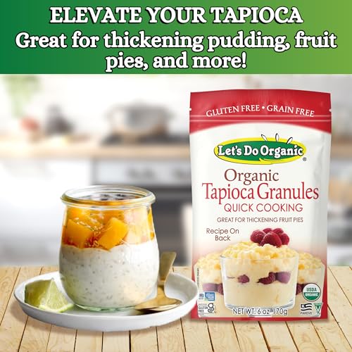 Let's Do Organic Tapioca Granules, Instant Tapioca - 6 Oz (Pack of 6) | Pudding Mix