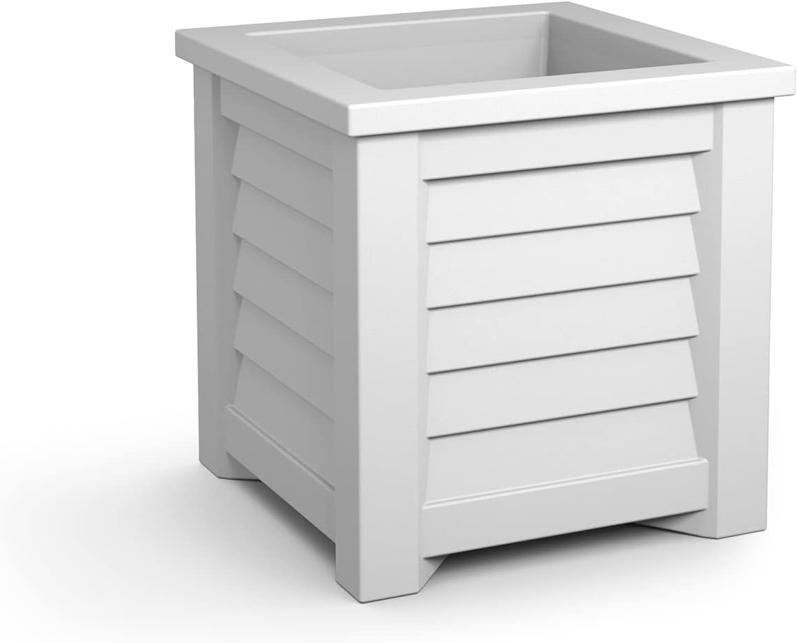 Mayne 5866-W Lakeland Square Patio Planter, 16x16, White